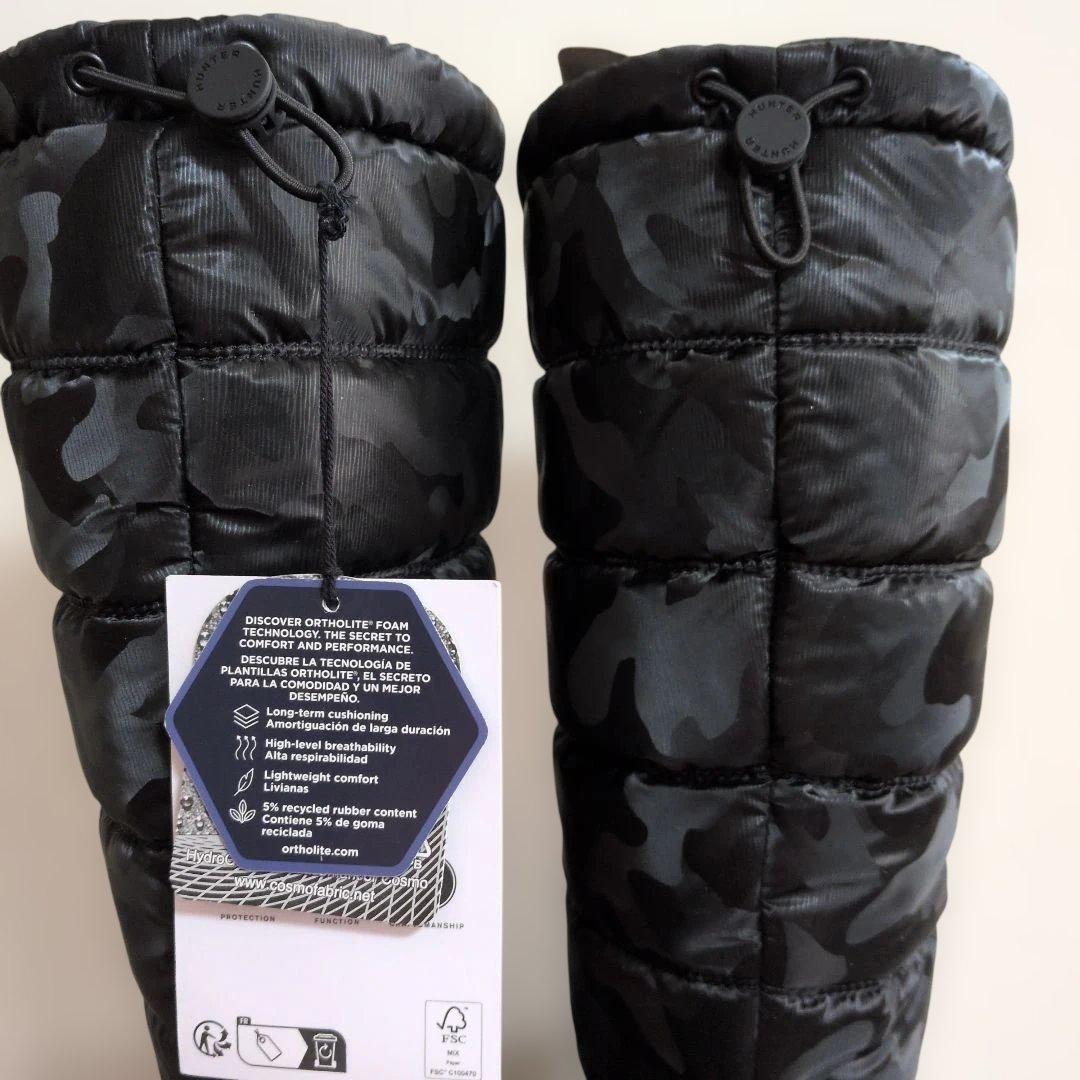 新品！HUNTER ブラック 迷彩 ロングブーツ　スノーブーツ