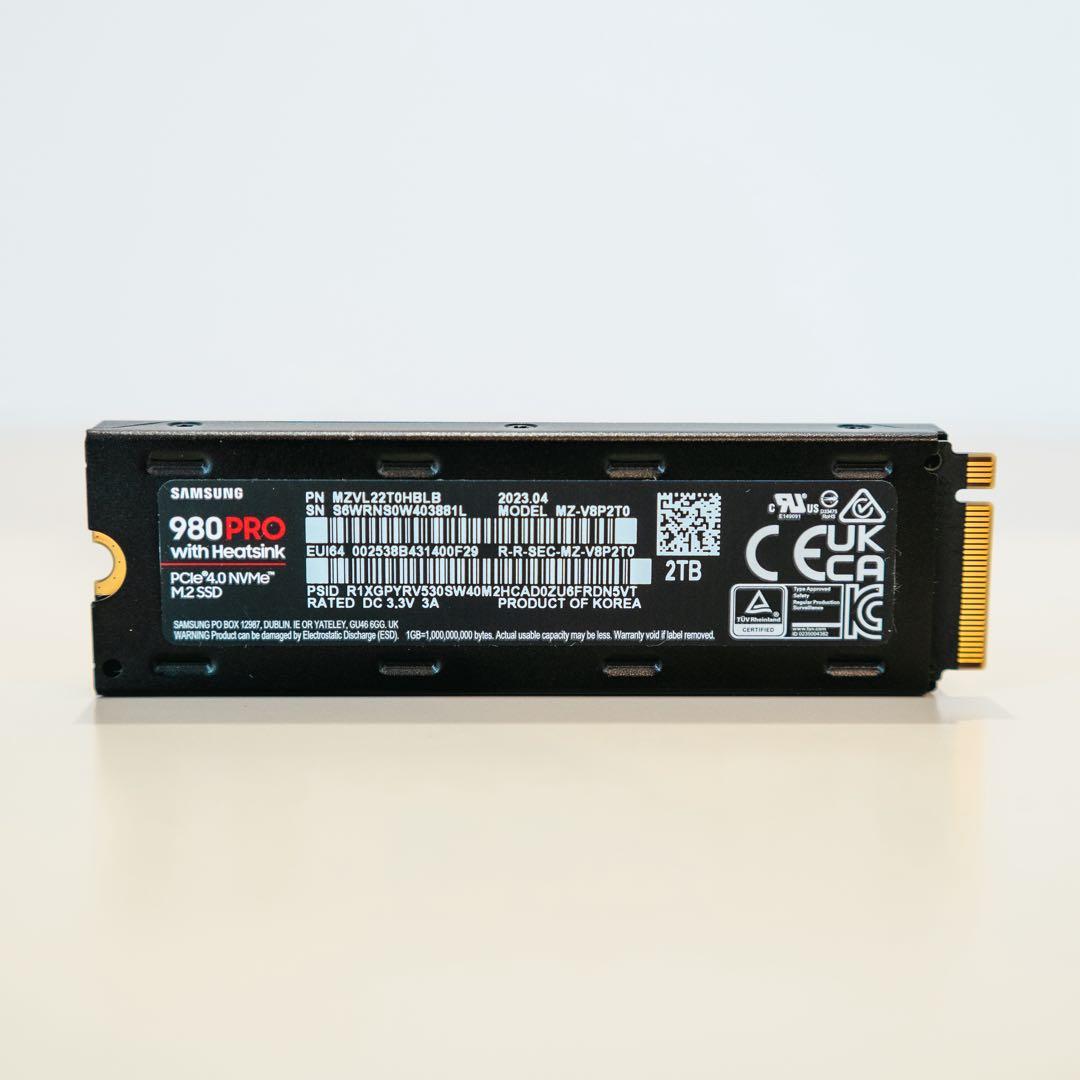 Samsung 980 PRO SSD 2TB ヒートシンク付き