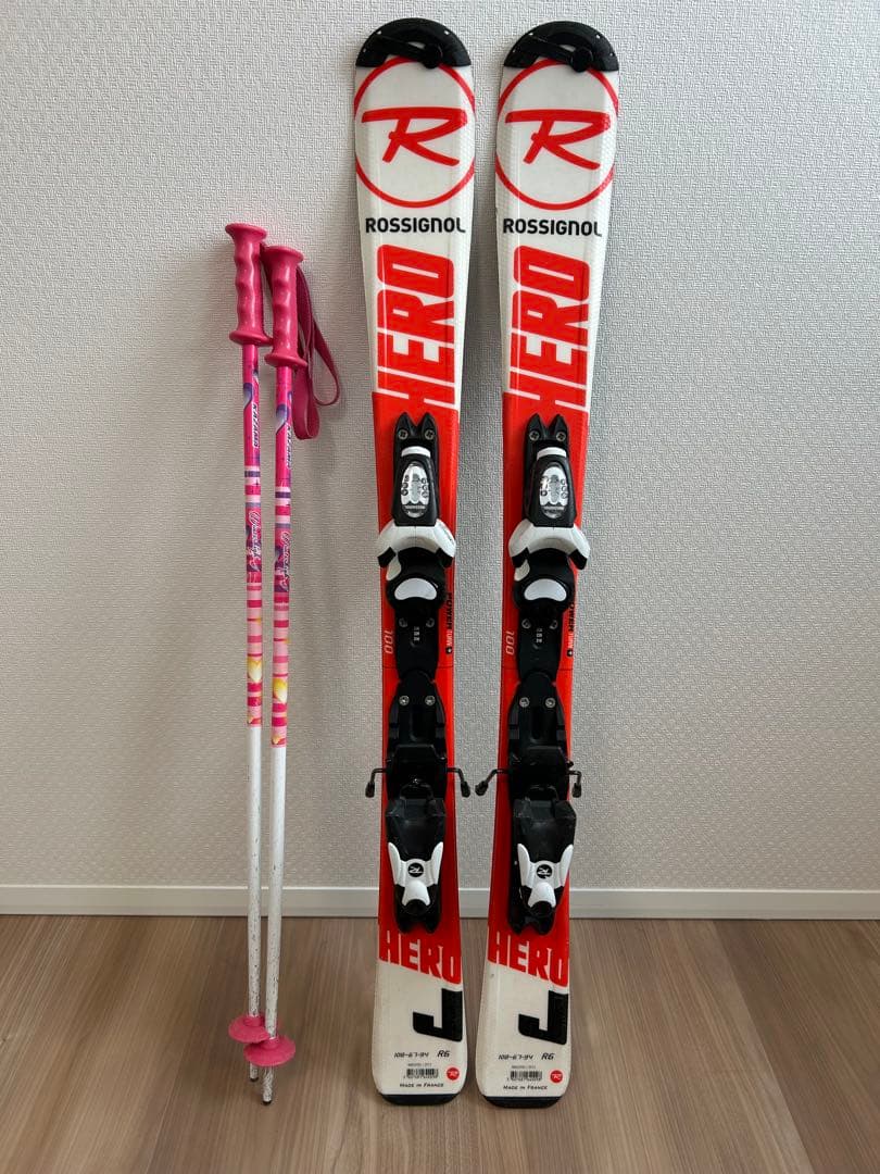 ROSSIGNOL HERO スキーセット ストック付 子供用100cm