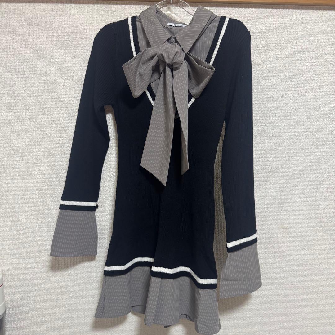 【本日限定価格】リップサービス シャツドッキングプリーツワンピース