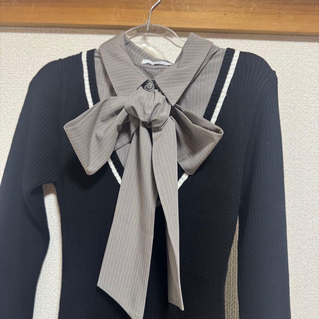 【本日限定価格】リップサービス シャツドッキングプリーツワンピース