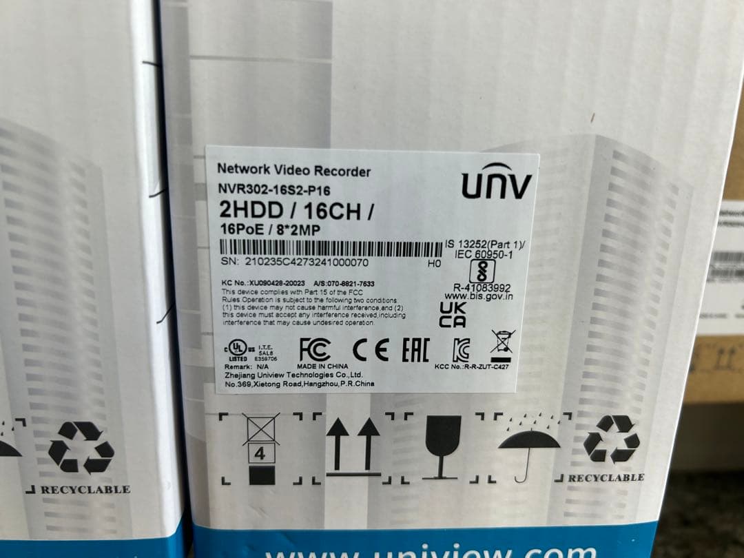 【16ch】UNVネットワークレコーダー日本語OSD対応