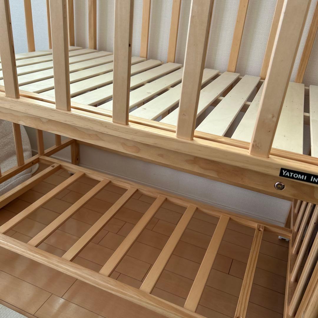 説明書付き！ヤトミ ミニベビーベッド　キャスター付き