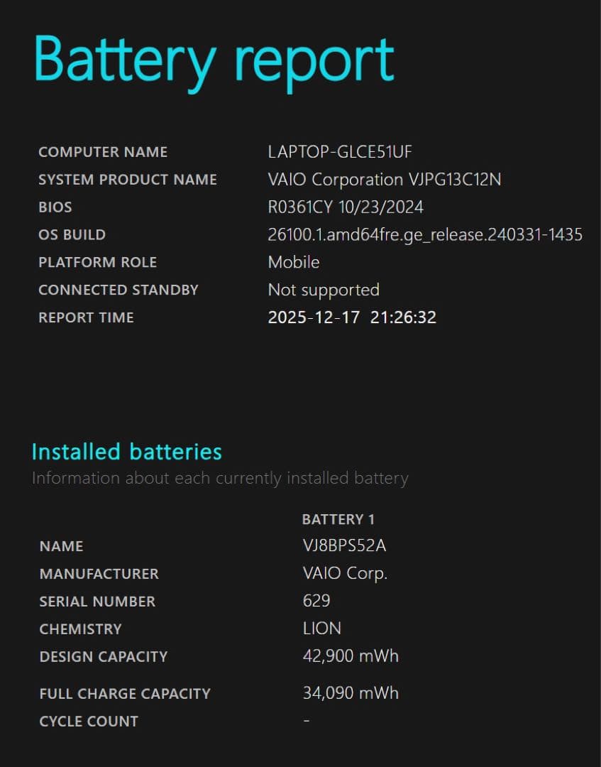 VAIO VJPG13C12N/CPUi7/メモリ16GB/office2024