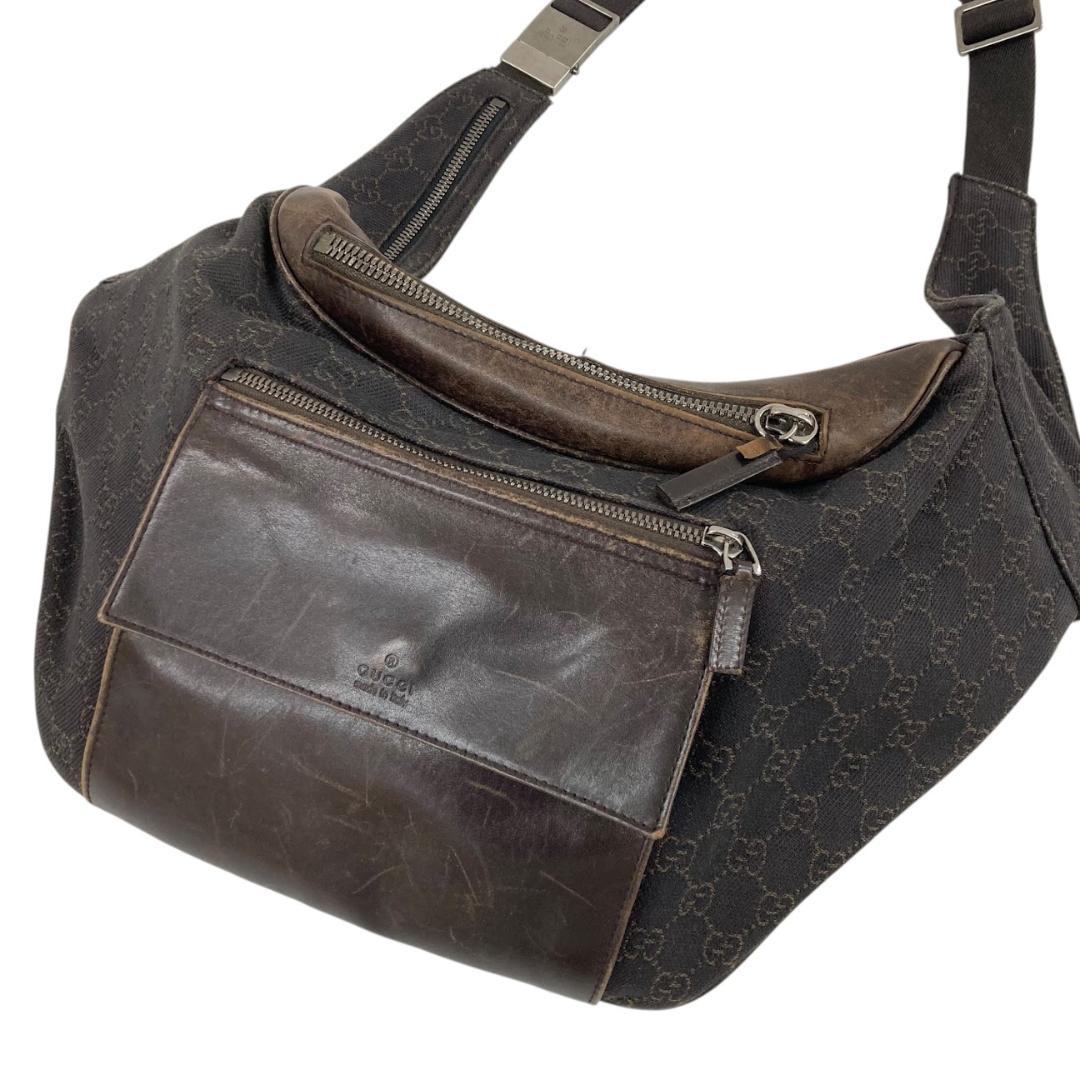 GUCCI グッチ ボディバッグ GGキャンバス レザー 101679 茶系