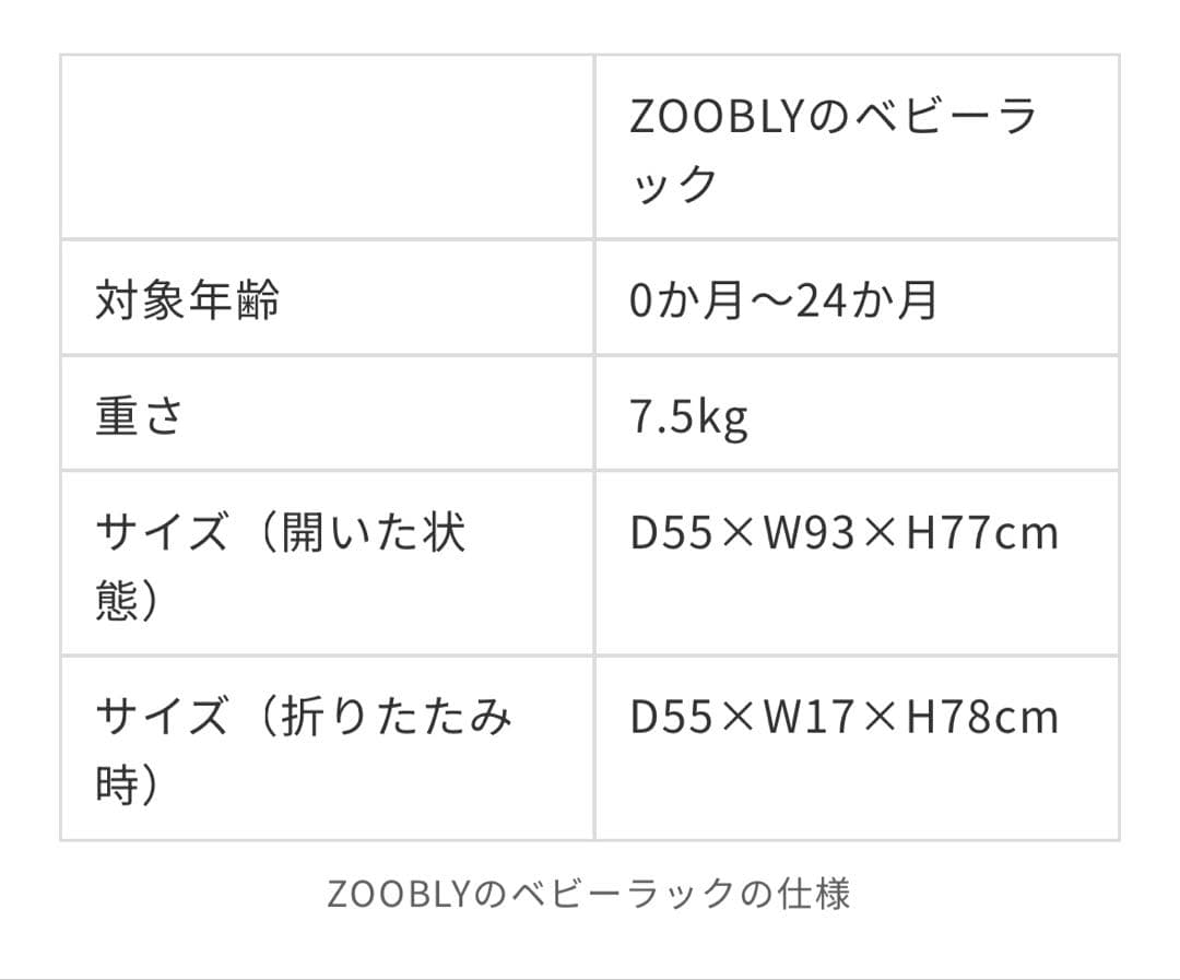 zoobly 折りたたみ式グレーのベビーベッド