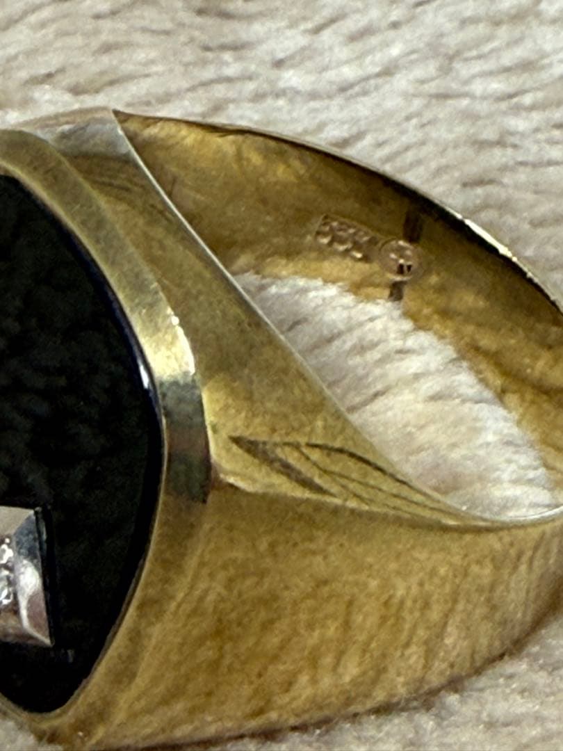 333刻印ゴールドオニキスダイヤモンドリング　ストリートHIPHOP21〜22号