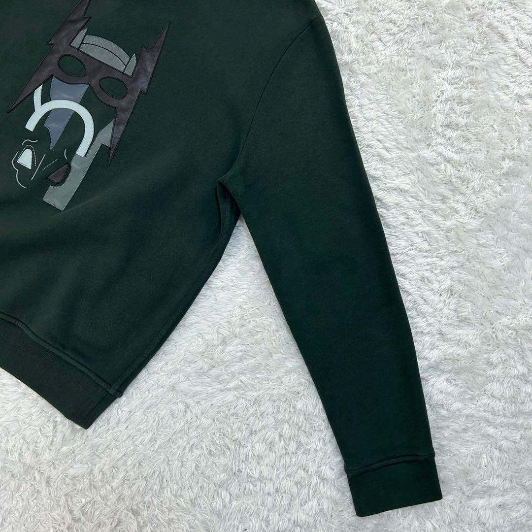 5263【希少】エルメス☆レザーロゴ入りスウェット 入手困難 即完売注意 緑色