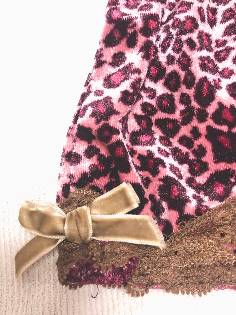 リズリサTRALALAピンク豹柄キャミソール　厚手　d.i.a系　リボン