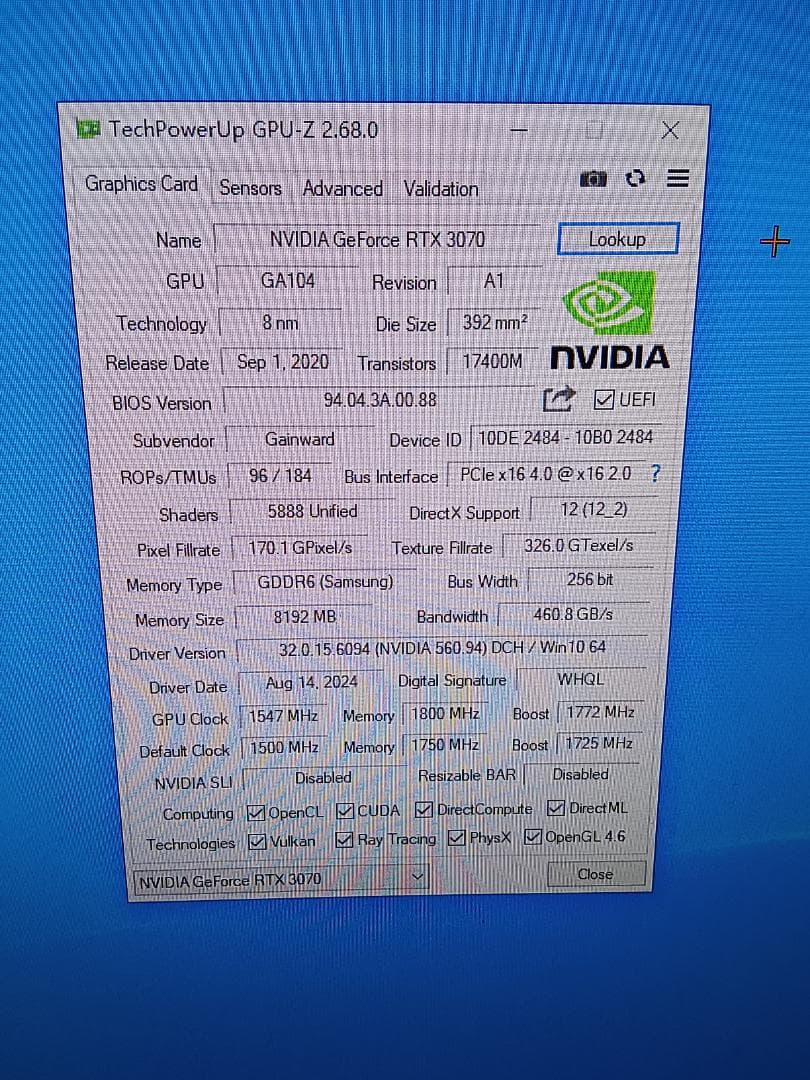 【超美品】NVIDIA GeForce RTX 3070 8GB Phoenix