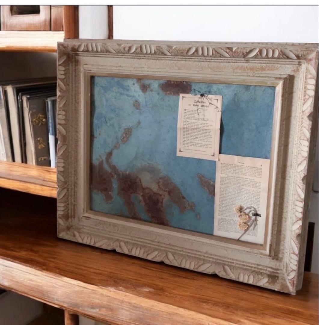 ヴィンテージ　ブリキ＋ウッド　サインボード　店舗什器　フレーム　壁掛け　看板