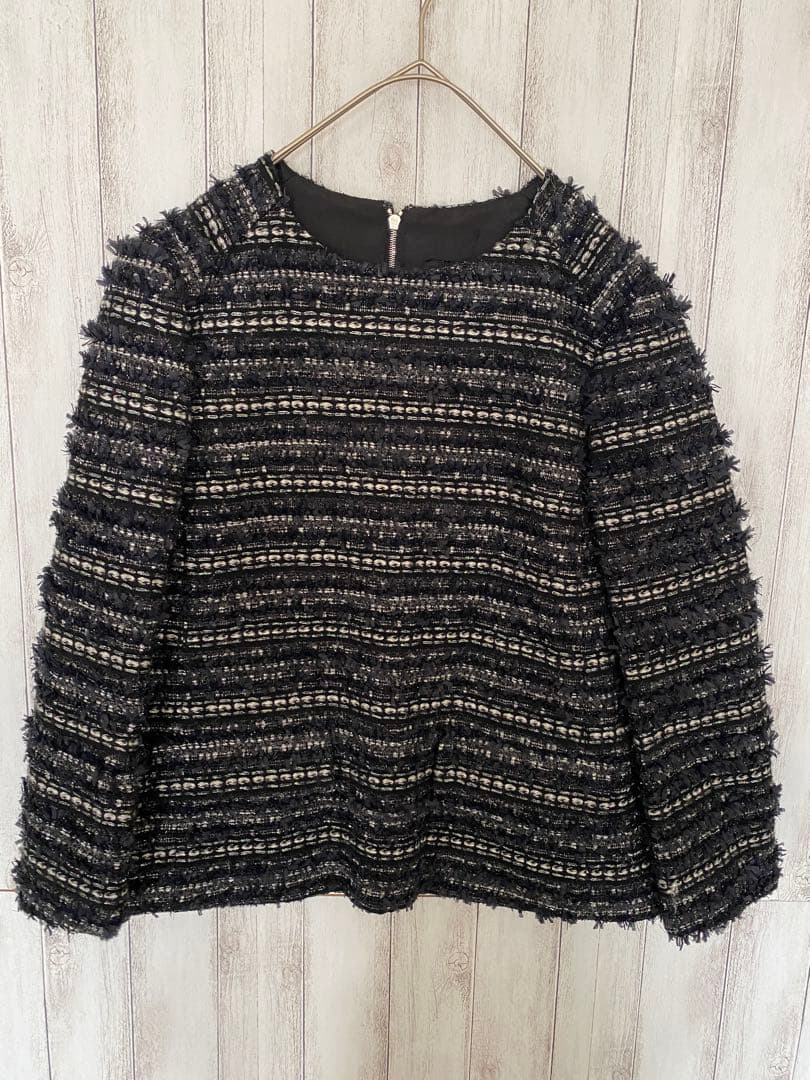 Drawer ツイードブラウス 36 ブラック