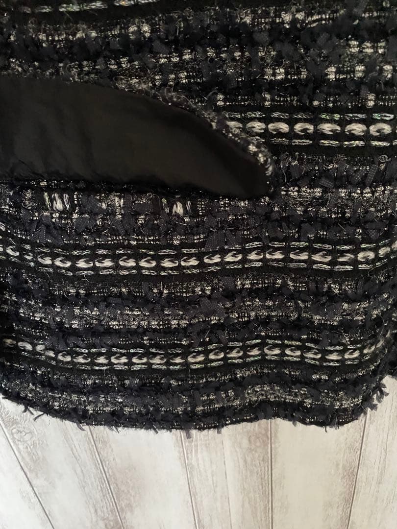 Drawer ツイードブラウス 36 ブラック