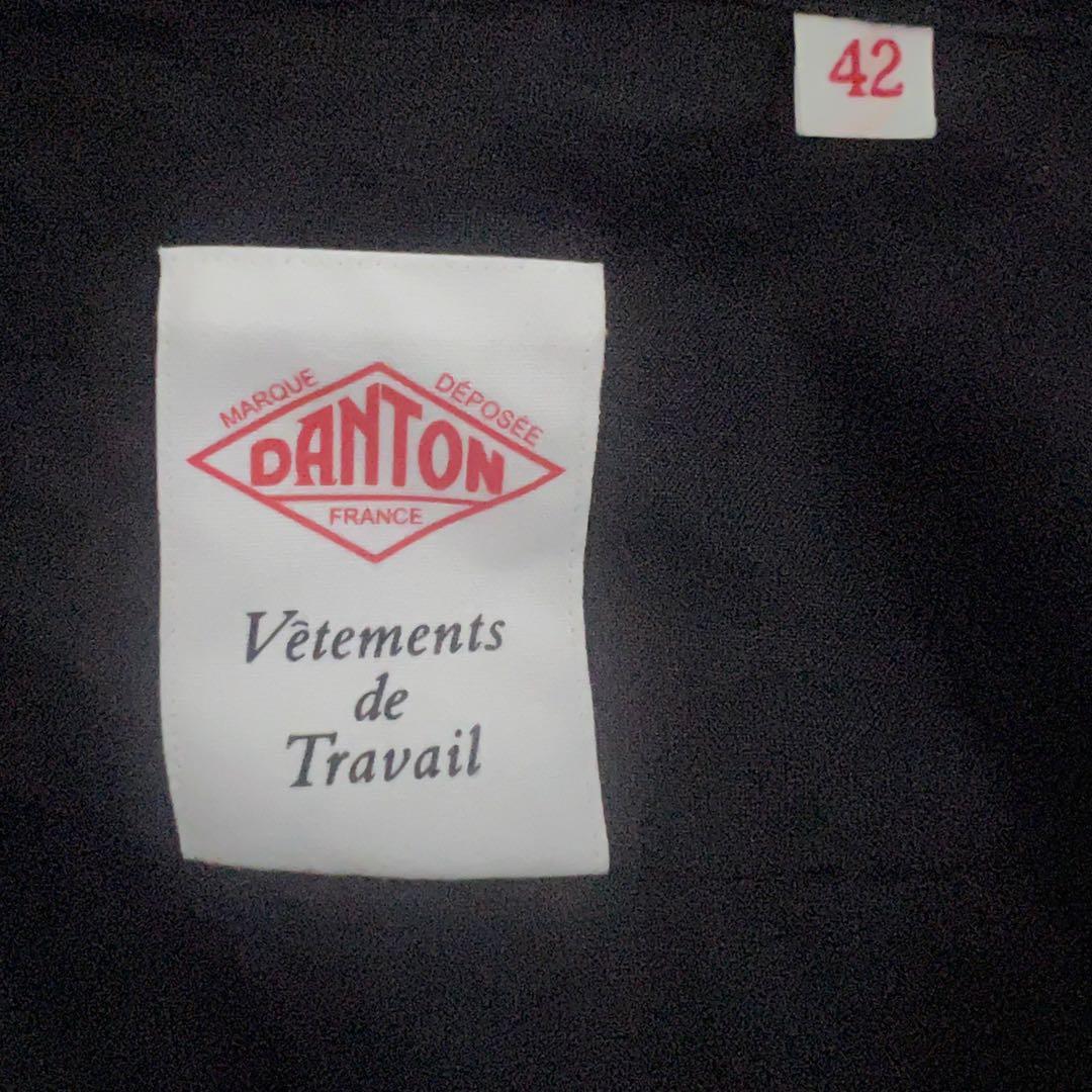 『希少サイズ』　DANTON バンドカラーシャツ　リネン100% 黒　【XL】