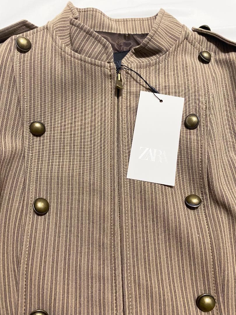 【ZARA】 ストライプ柄フィットブレザー M