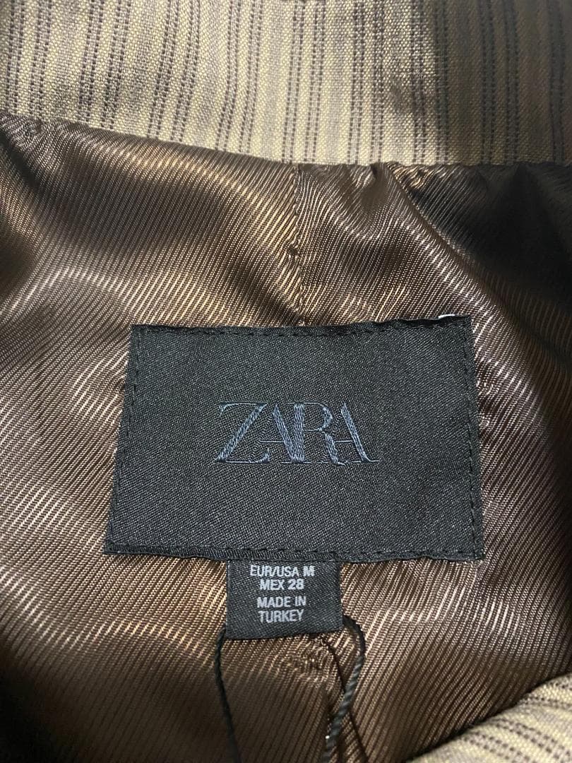 【ZARA】 ストライプ柄フィットブレザー M