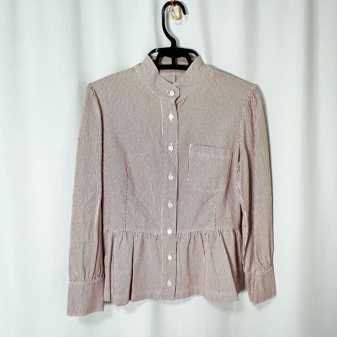 ミュウミュウ Q9 ストライプ フリルシャツ 長袖 イタリア製 40