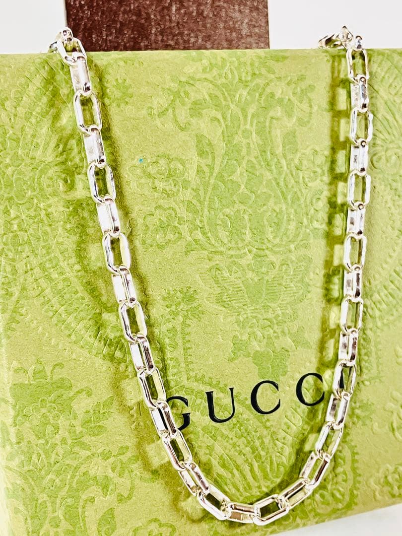 【リピ割価格】GUCCI レクタングル チェーン ネックレス SV925
