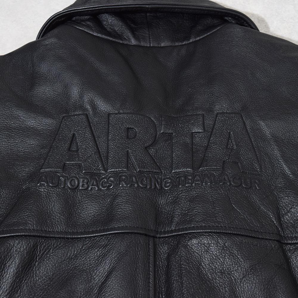 90年代 ARTA 鈴木亜久里 F1 牛革 レザーライダースジャケット 黒
