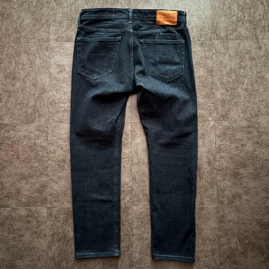 美品 ヤヌーク プレミアム NEIL スリムテーパード デニム 赤耳 ストレッチ