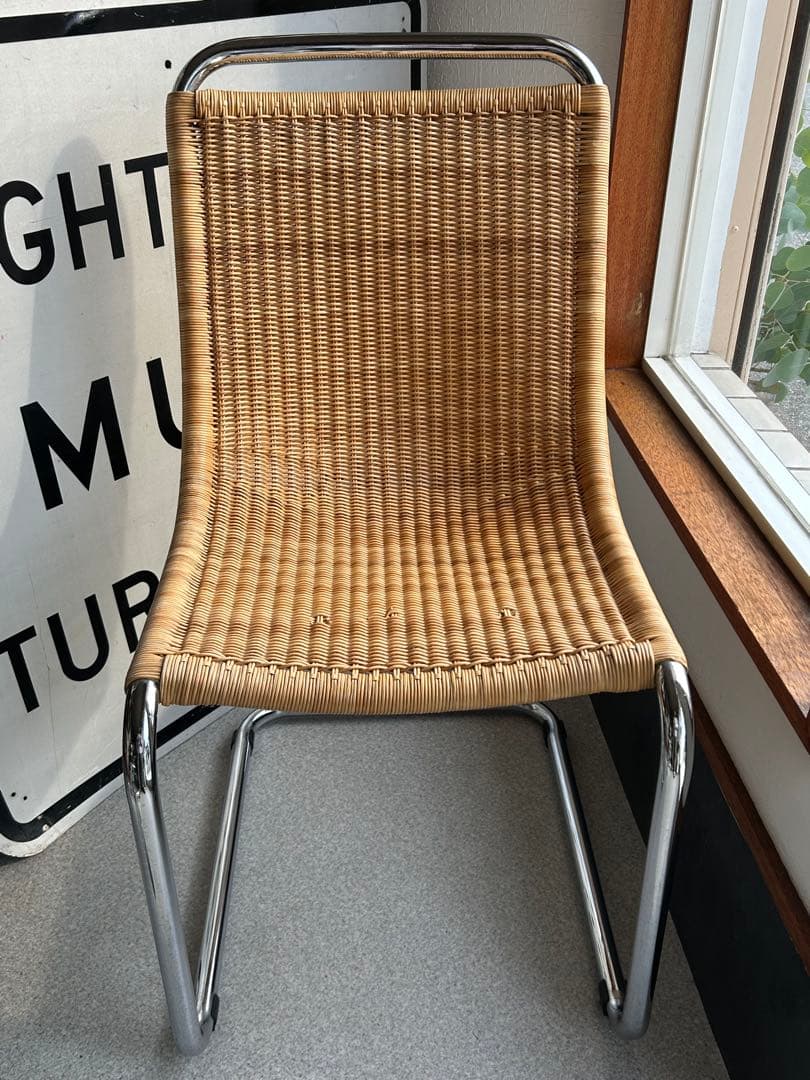 ヴィンテージ　カンチレバーチェア　籐　ラタン　スチール　椅子