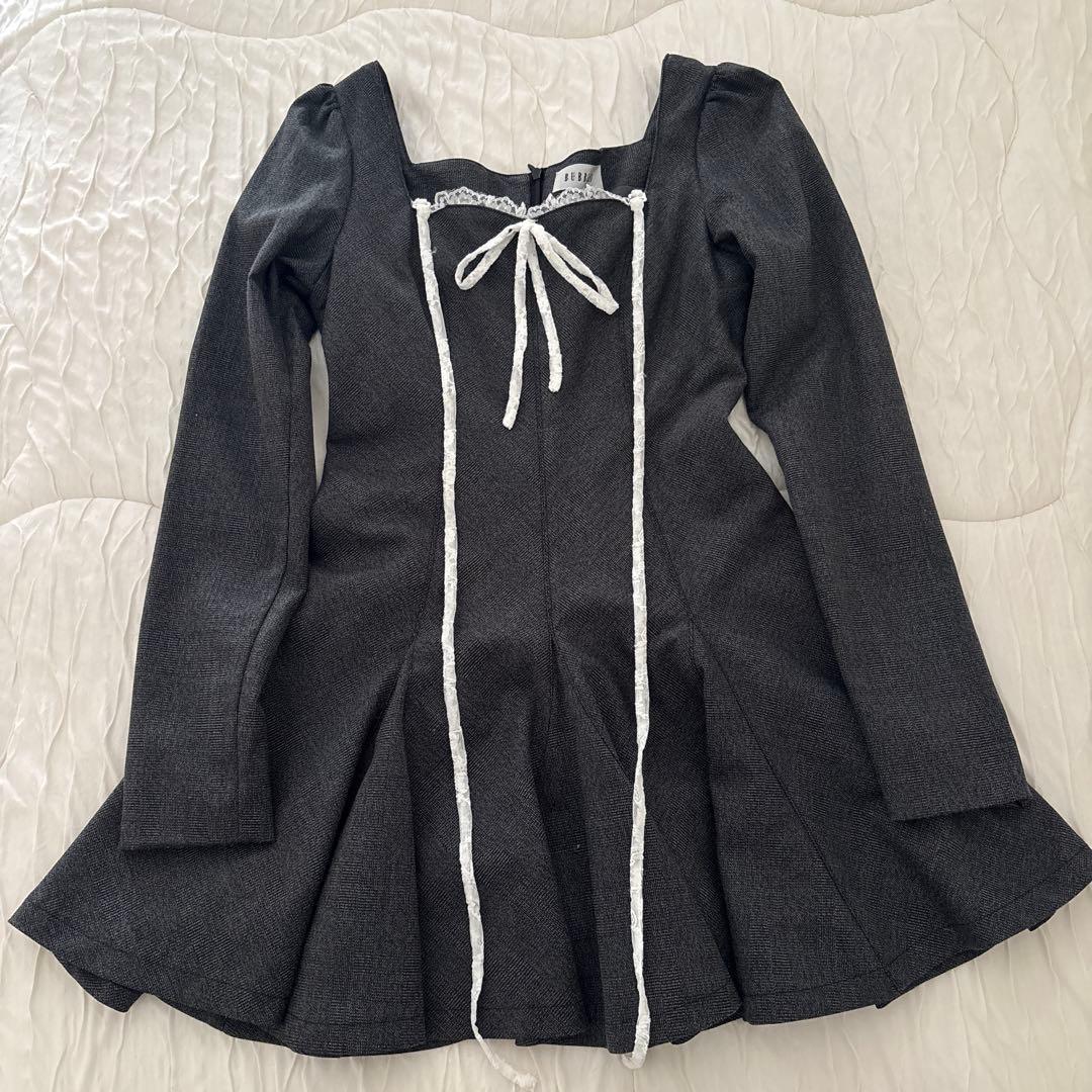 パネルフレアガーリーワンピース black Sサイズ