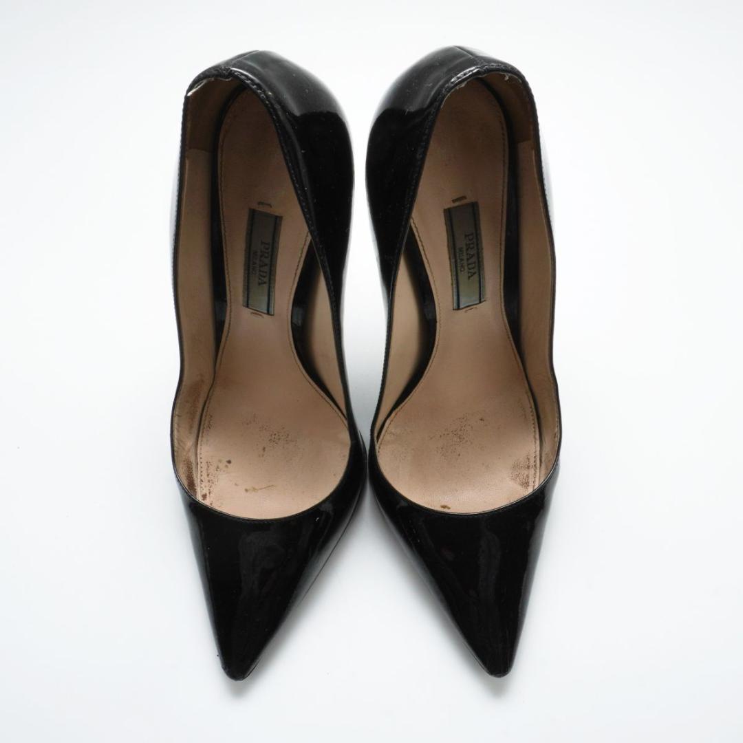 PRADA 37 24.0 ポインテッドトゥハイヒール ブラック/LD57
