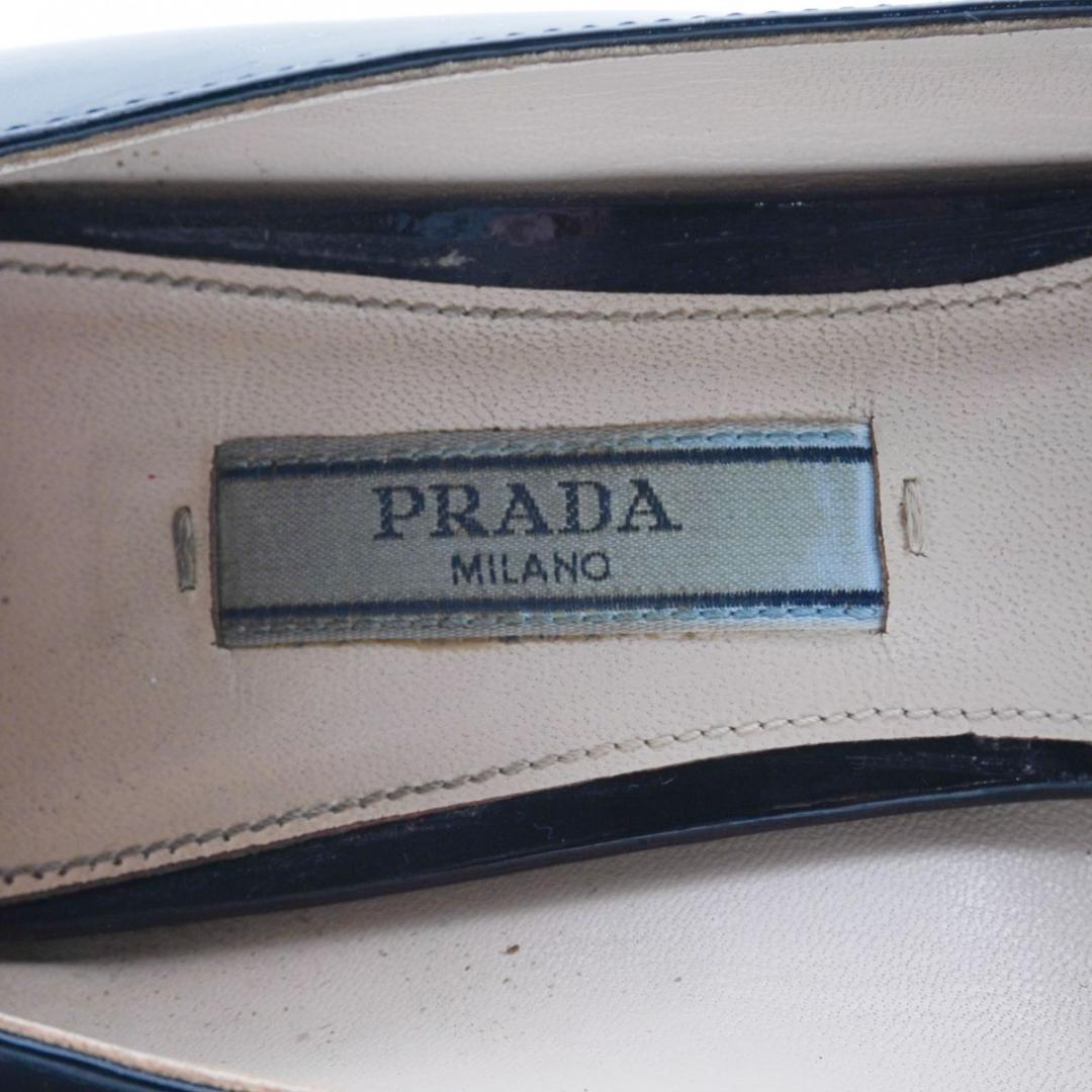 PRADA 37 24.0 ポインテッドトゥハイヒール ブラック/LD57