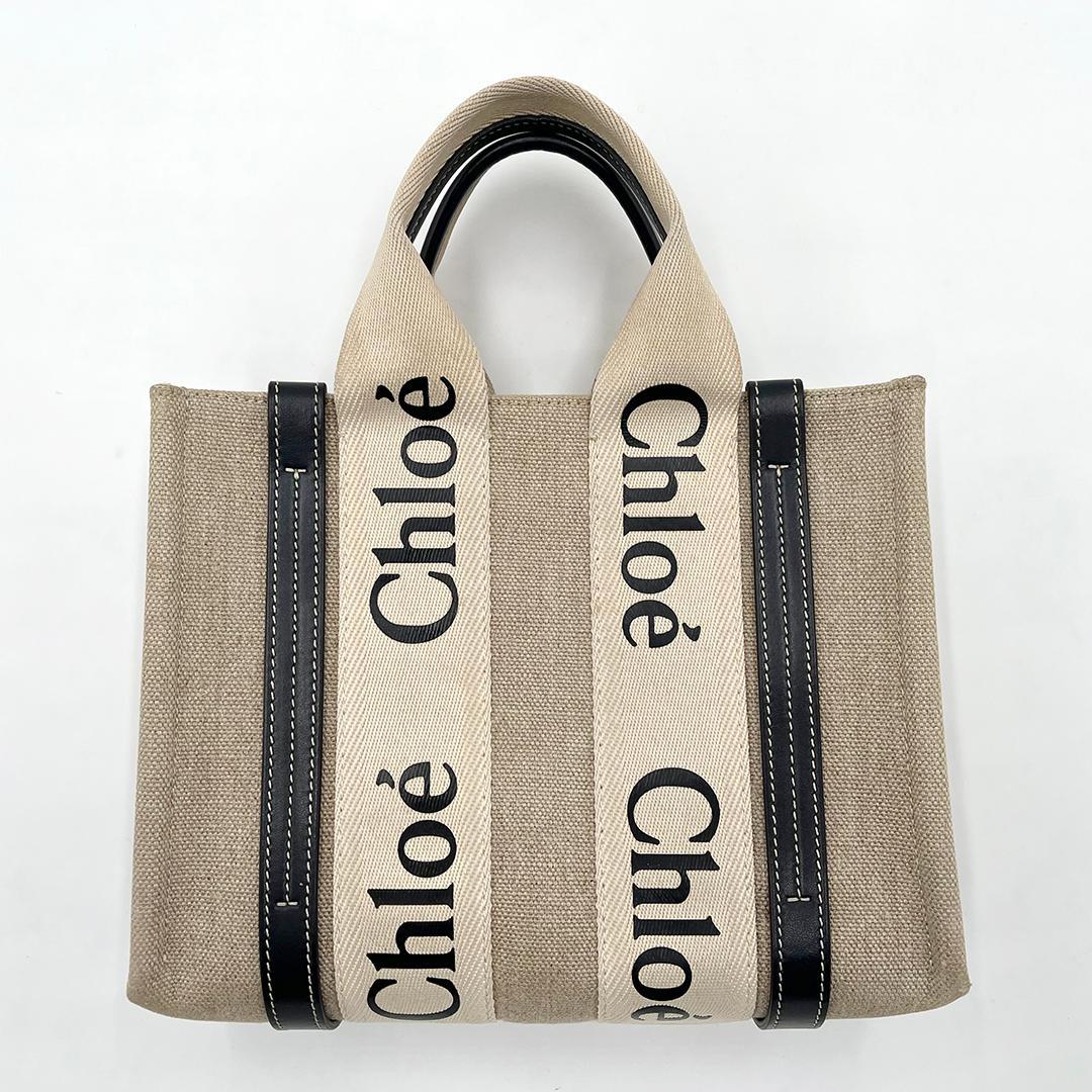 Chloe クロエ ウッディ スモール トートバッグ 2way キャンバス