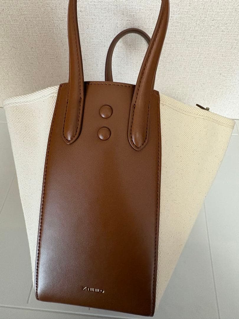 XNIHILO ハンドバッグ ショルダーバッグ コットンキャンバス ナッパレザー