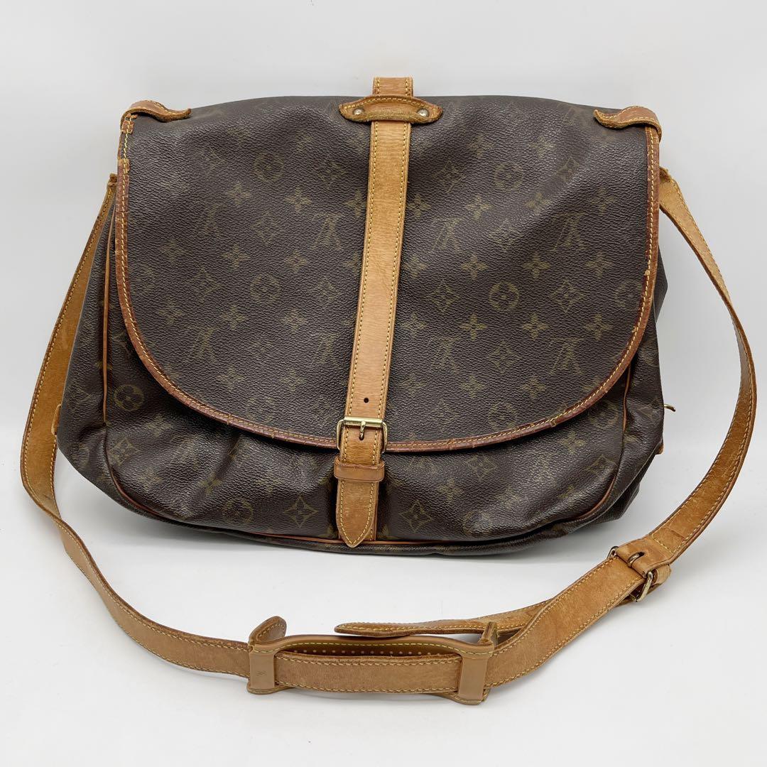 ルイヴィトン ソミュール 35 モノグラム ショルダーバッグ ショルダー千切れ有