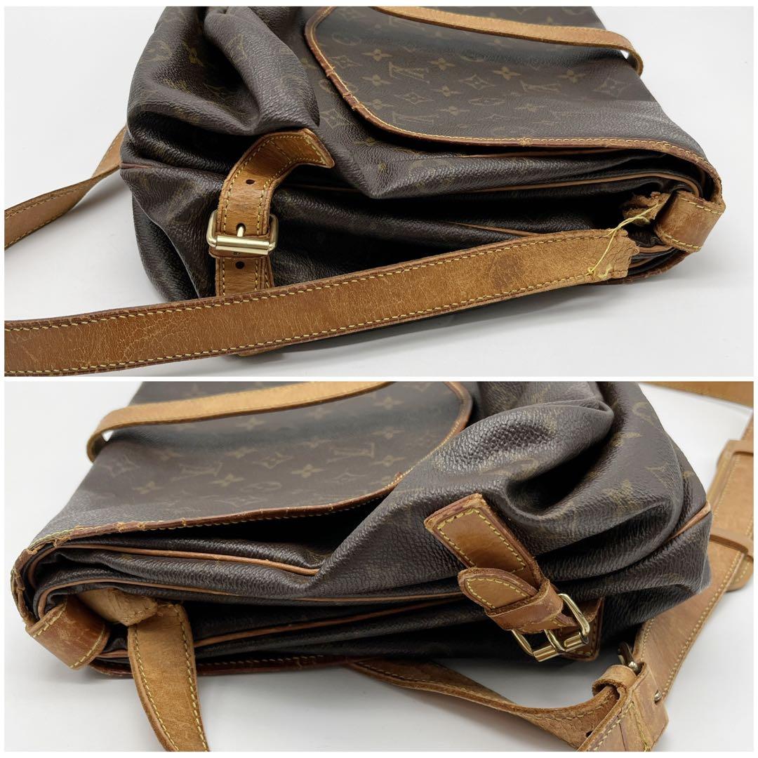 ルイヴィトン ソミュール 35 モノグラム ショルダーバッグ ショルダー千切れ有