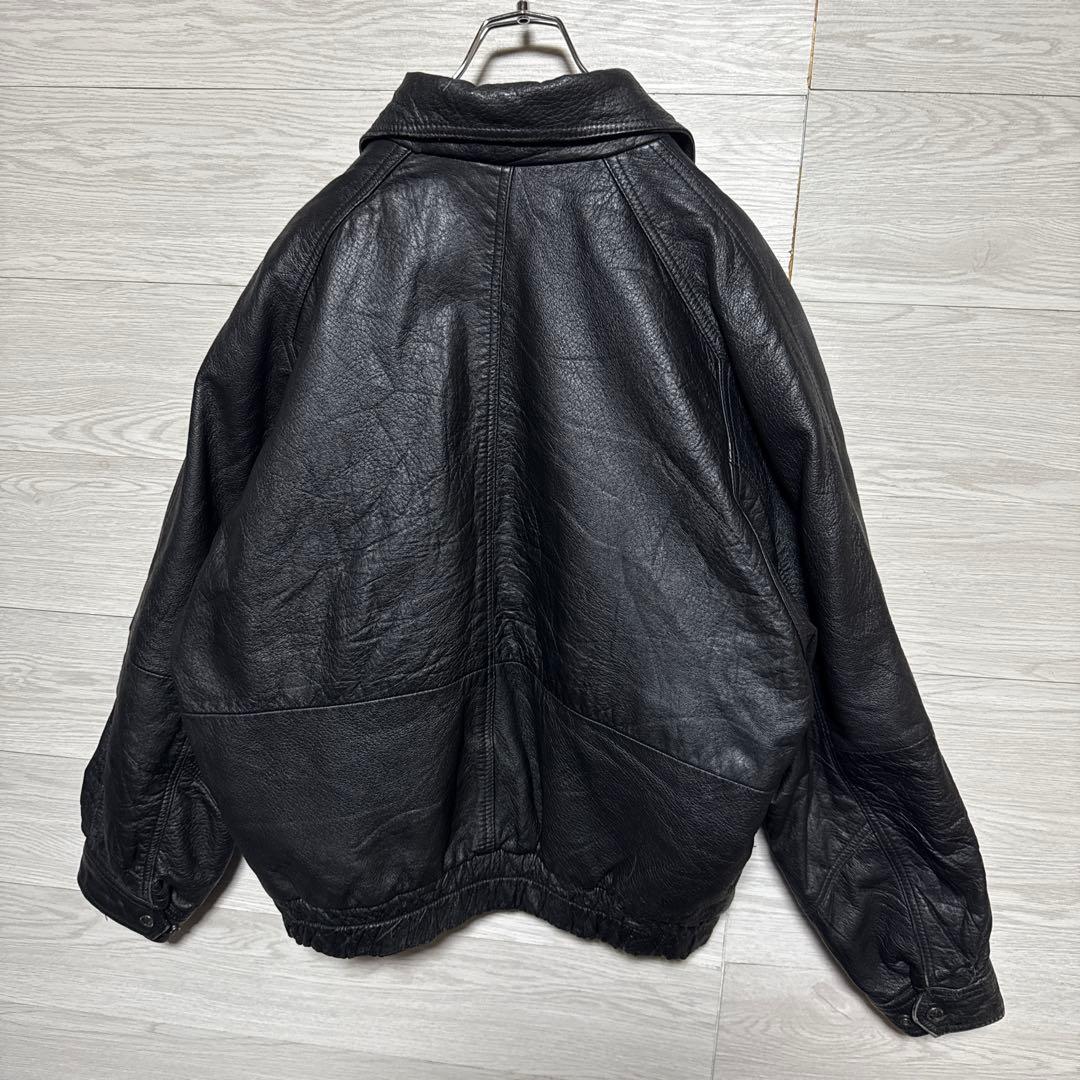 90s MARC A-2 短丈 レザージャケット 本革 キルティング 中綿 黒