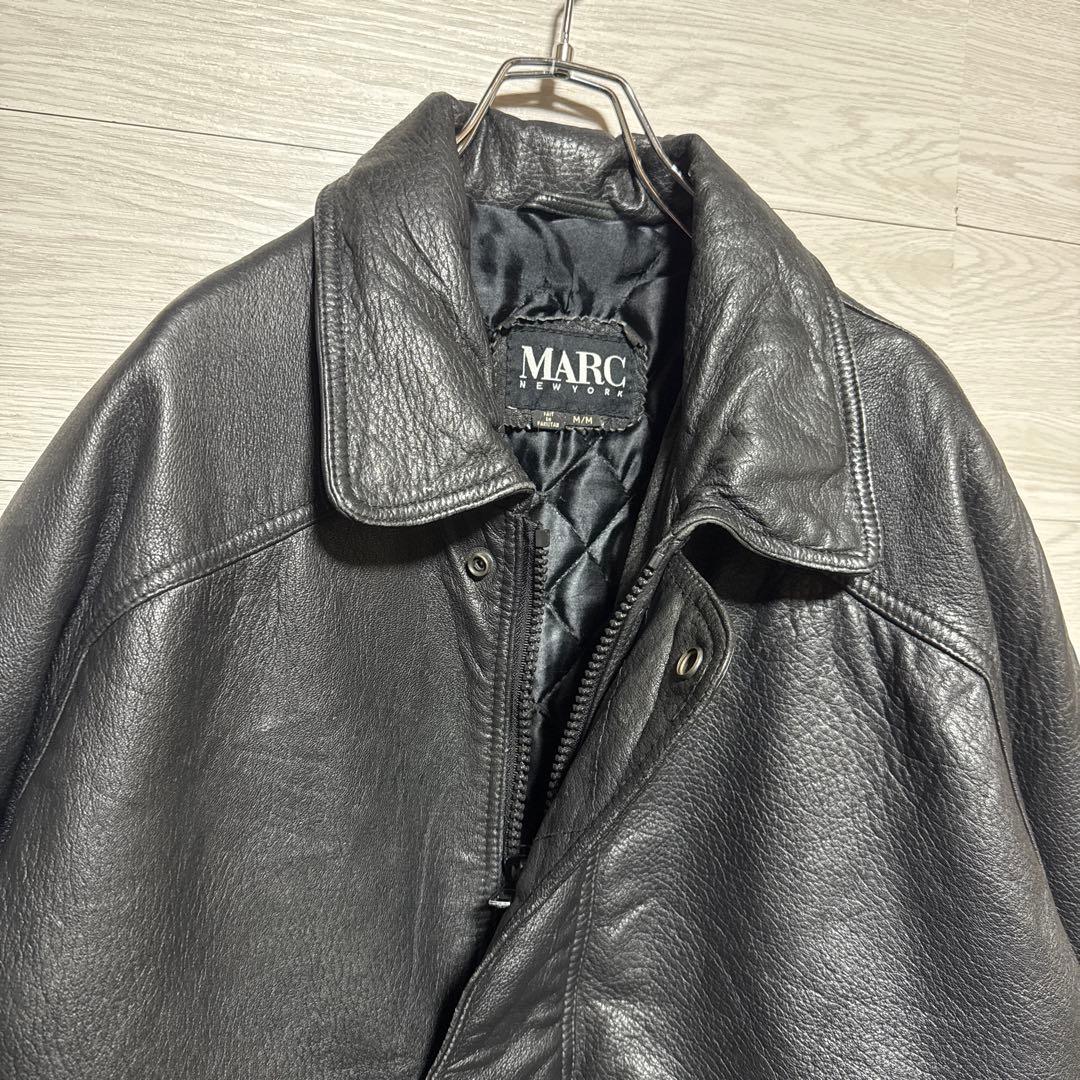 90s MARC A-2 短丈 レザージャケット 本革 キルティング 中綿 黒