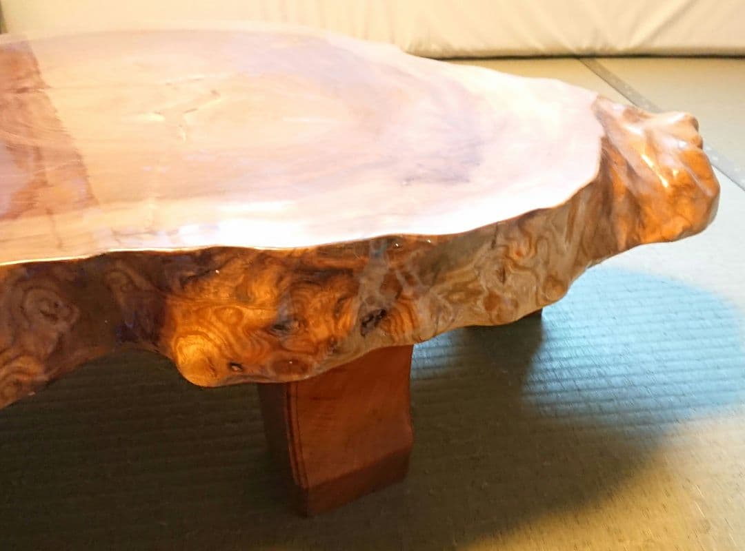 ケヤキ座卓 ② 一点物 光沢と木目が美しいちゃぶ台 床の間 盆栽飾り台 和室 @