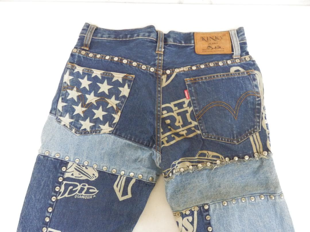 M1520 ヒステリックグラマー パッチワーク スタッズ フレアデニム