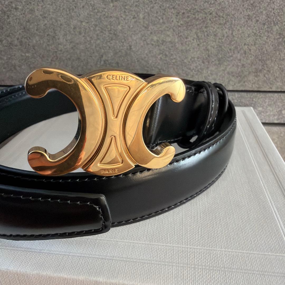 【日曜限定】CELINE ベルト　トリオンフバックルレザーベルトミディアム　75