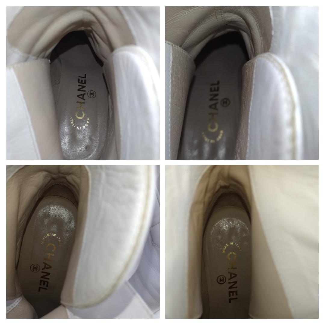 CHANEL ショートブーツ スクエアトゥ CC ココマーク 白 23～23.5
