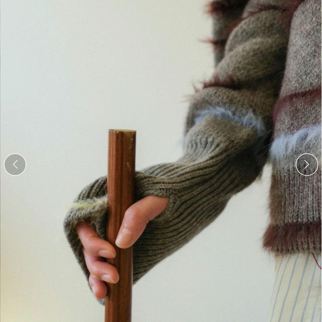 PAMM パム フレットボーダーニット ブラウンブルーライン