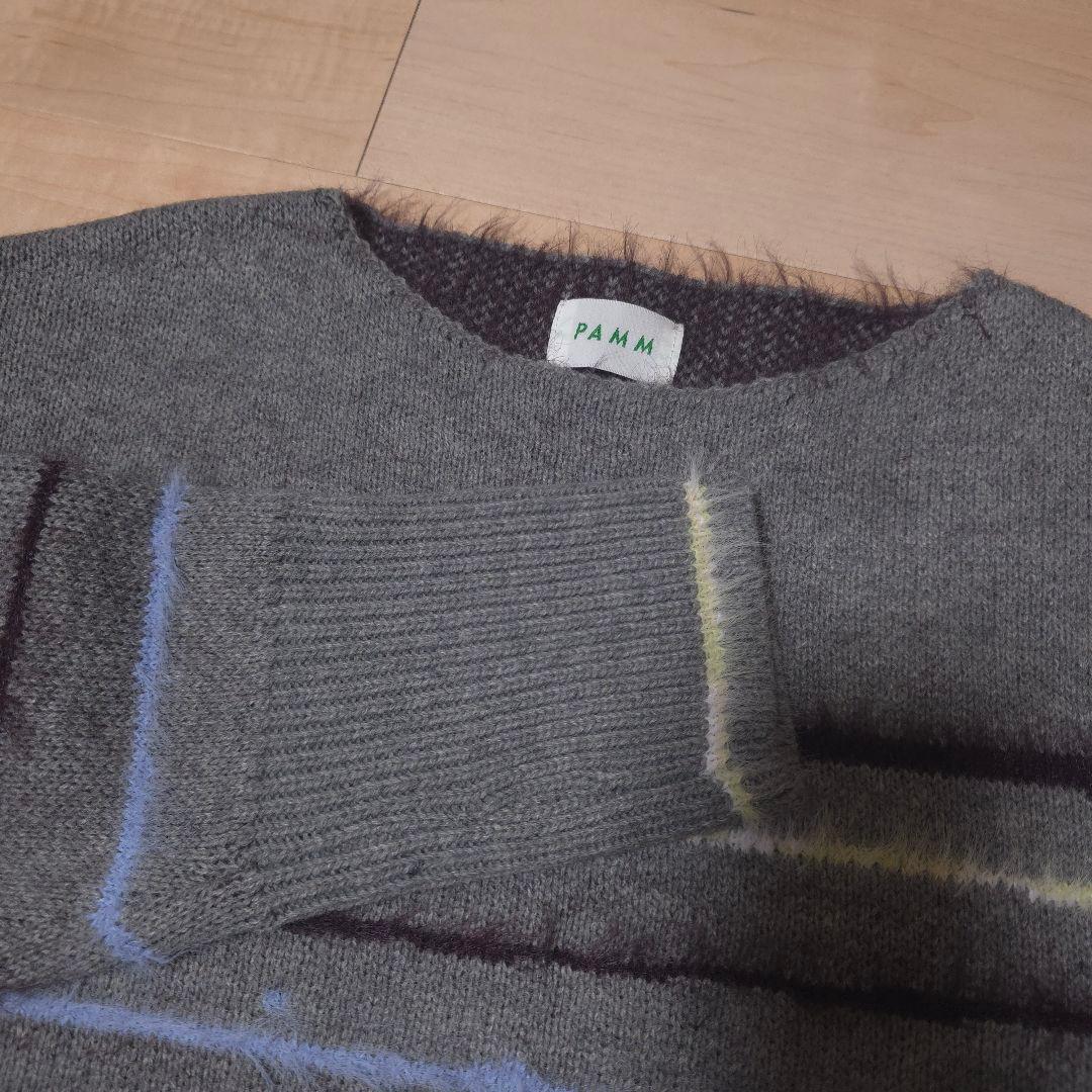 PAMM パム フレットボーダーニット ブラウンブルーライン
