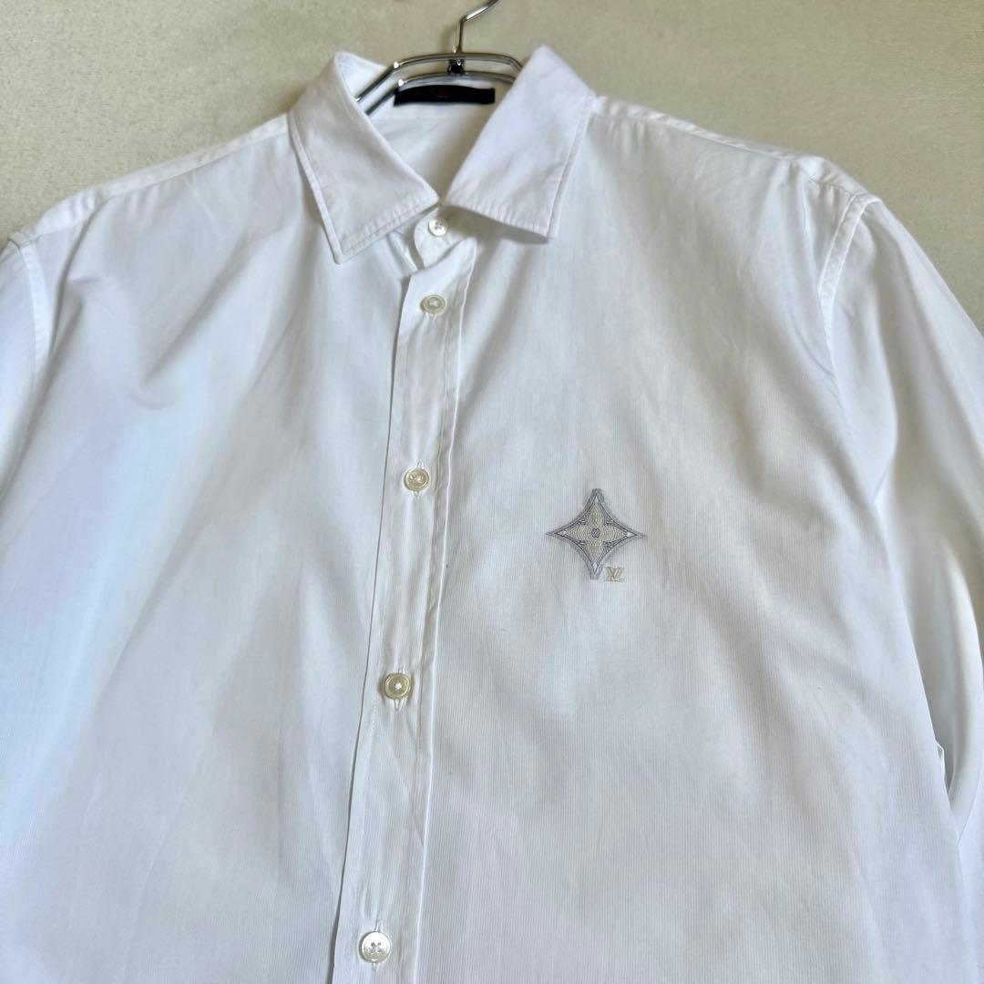 LOUIS VUITTON 長袖シャツ 刺繍 家紋 ホワイト