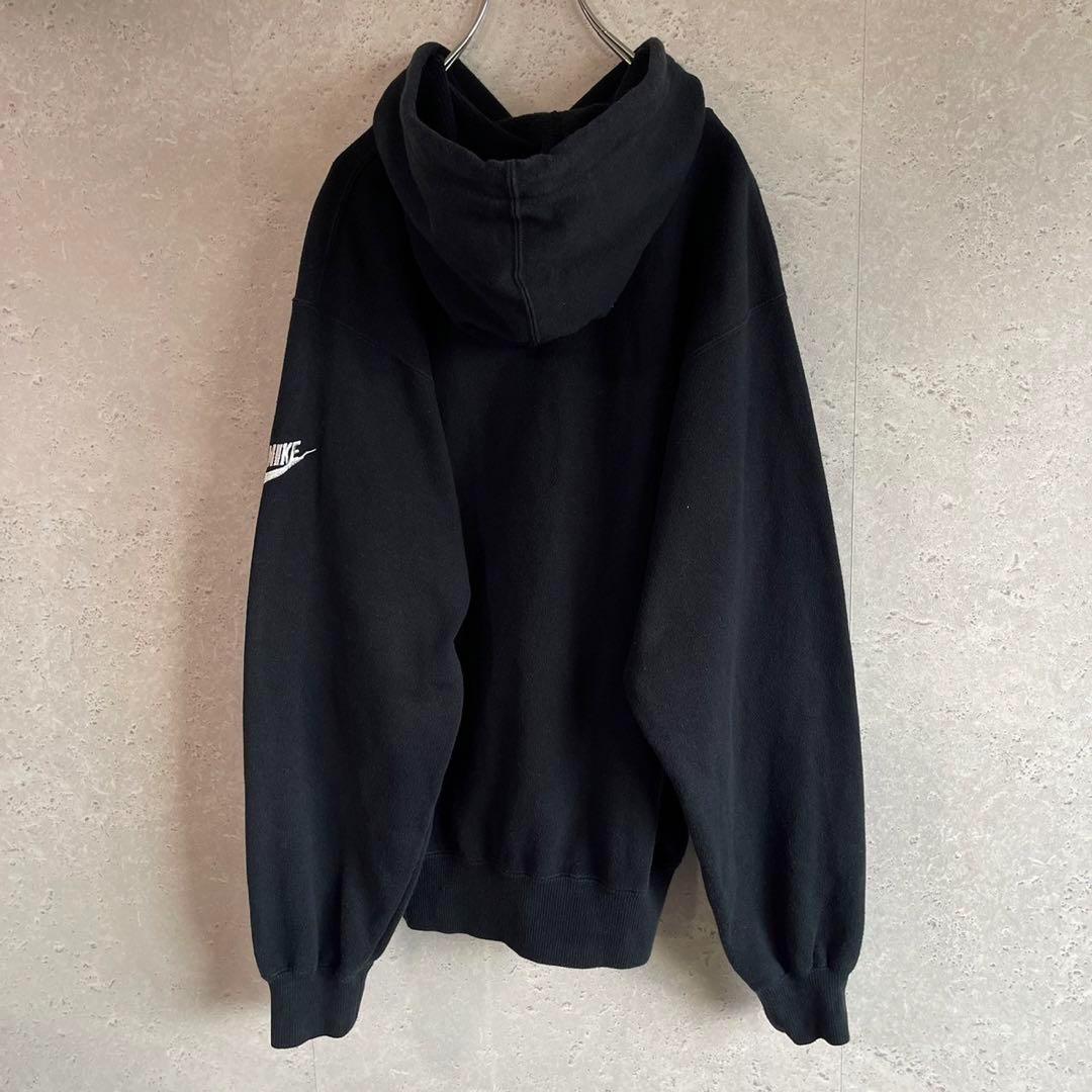NIKE 銀タグ 90s スウェットパーカー 刺繍ロゴ ナイキ 黒色 ブラック