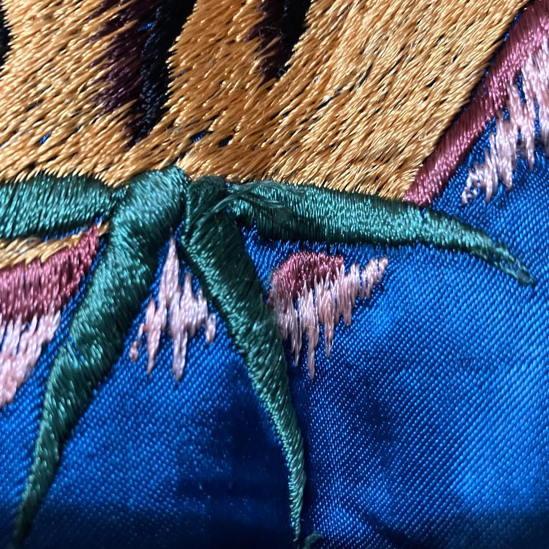 スカジャン　刺繍　ヴィンテージ　サテン　虎　鷲　リバーシブル