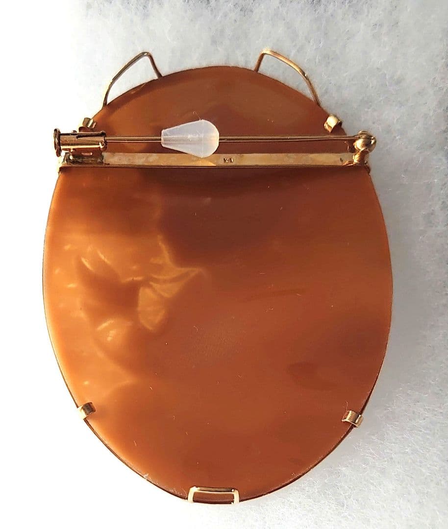 K18YGシェルカメオペンダントブローチ　新品未使用品