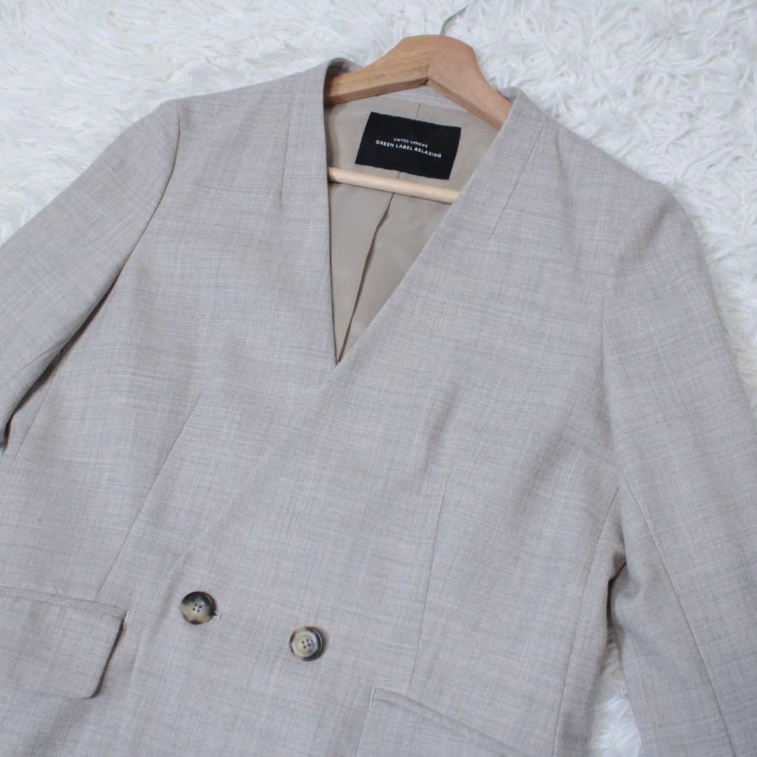 極美品 GLR サキソニー ノーラペル ダブル ジャケット セットアップ 40