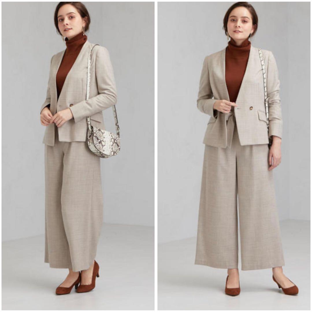 極美品 GLR サキソニー ノーラペル ダブル ジャケット セットアップ 40