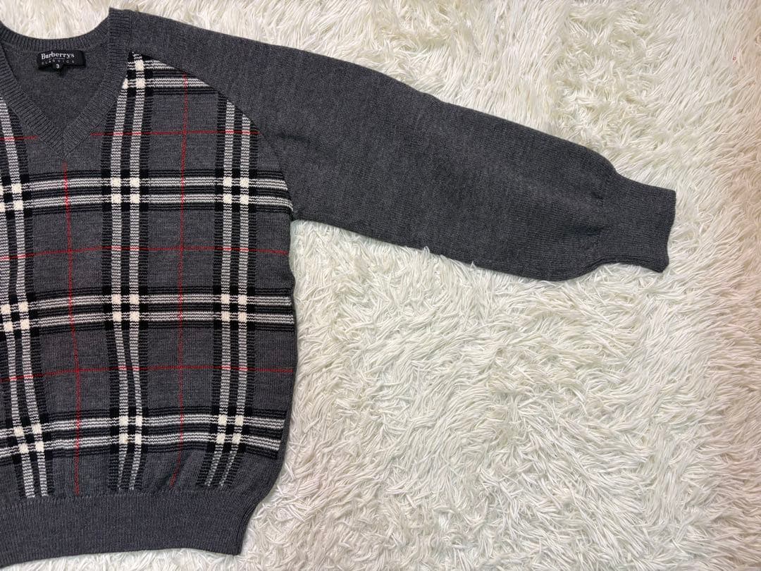 Burberrys ノバチェック Vネックニット グレー サイズ3