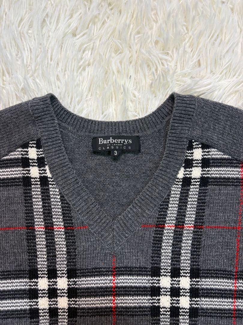 Burberrys ノバチェック Vネックニット グレー サイズ3