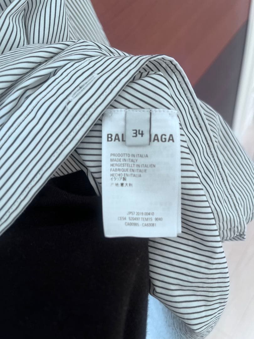 ⭐️美品BALENCIAGAバレンシアガ リボンシャツ 背ロゴ ストライプ34