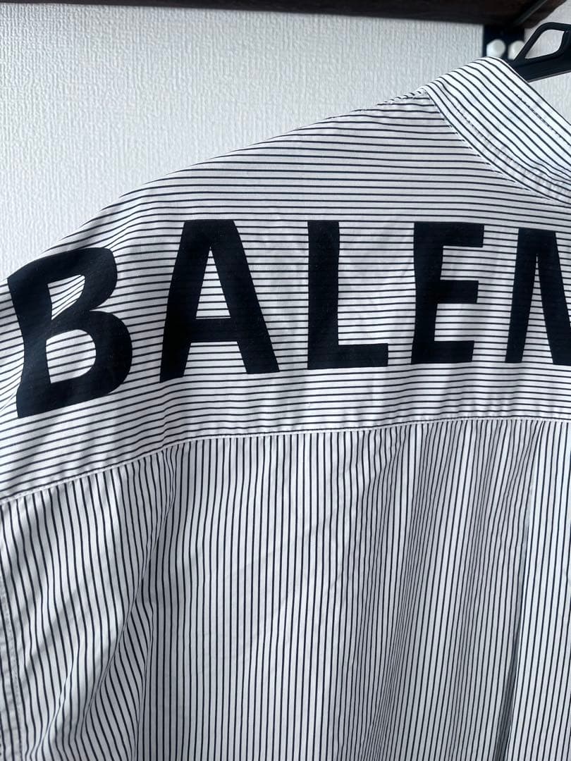 ⭐️美品BALENCIAGAバレンシアガ リボンシャツ 背ロゴ ストライプ34